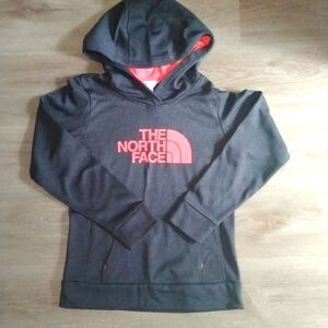 THE NORTH FACE Women Pullover Hoodie Small Black Gray Graphic Pink Logo